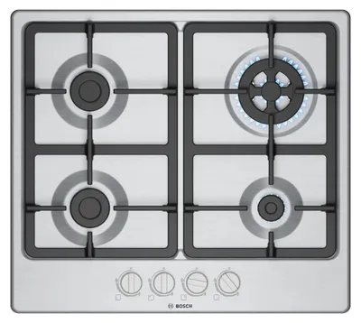 Image de Bosch Serie 4 PGH6B5K90 hob Stainless steel Built-in 58 cm Gas 4 zone(s)