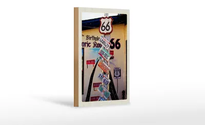 Produktbild von Holzschild Reise 12x18 cm USA Amerika US Highway Route 66