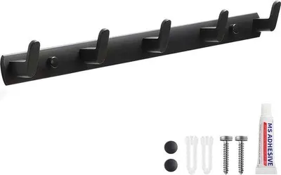 Produktbild von Famanu Türhaken selbstklebend - Wandmontage, schwarz