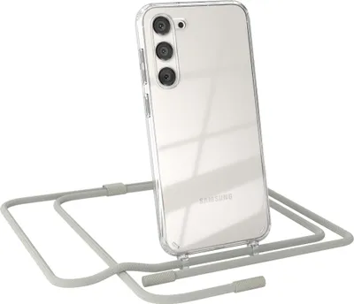 Produktbild von EAZY CASE Handykette für Samsung Galaxy S23 Plus, Clear Case aus Silikon, mit Umhängeband, abnehmbare Endstücke, Handyband in Beige