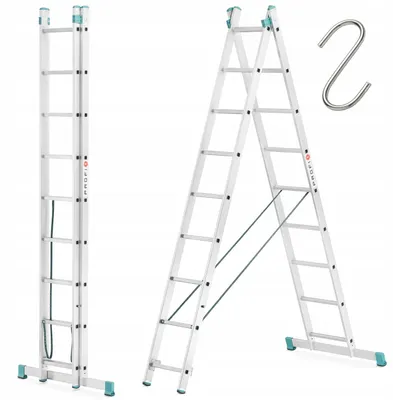 Zdjęcie produktu dla Drabina aluminiowa profesjonalna ALOSS rozsuwana 2x9 TUV 150kg