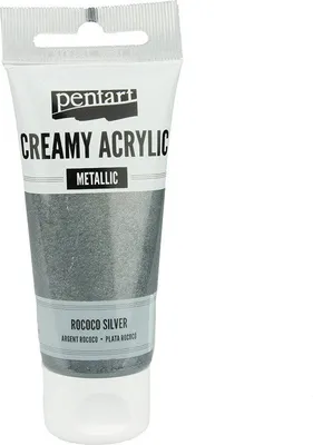 Produktbild von Cremige Acrylfarbe Metallic Rokoko Silber/ Metallic Rokoko Silber 60ml - PENTART
