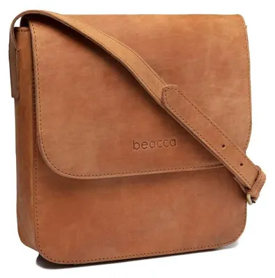 Immagine prodotto di Beocca Niba borsa a tracolla in pelle, in pelle conciata al vegetale, borsa versatile da giorno, borsa a spalla, fatta a mano, Cognac