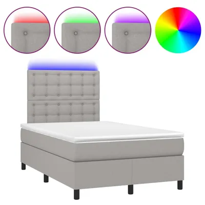 Produktbild von vidaXL Boxspringbett mit Matratze & LED Hellgrau 120x200 cm Stoff