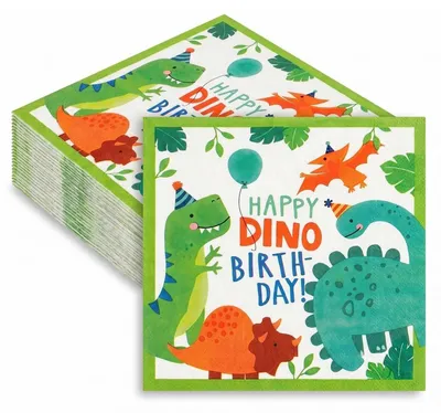 Produktbild von Servietten Kindergeburtstag Dino 60 Stück 33x33 cm Party Deko