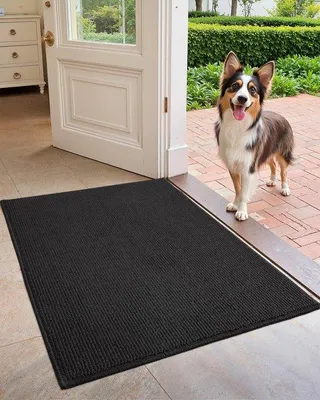 Immagine prodotto di Tappetino antiscivolo e assorbente Ibenzoa®, lavabile, ideale per interni ed ingressi, 50 x 90 cm, in polipropilene, colore nero