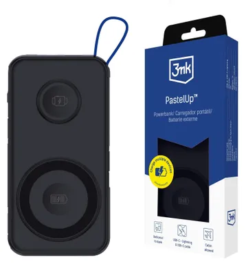 Produktbild von 3mk Powerbank PastelUp 10,000mAh USB-A / C für iPhone Huawei Samsung XiaomiSchwarz kompatibel mit MagSafe