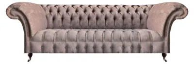 Zdjęcie produktu dla Sofa Czteroosobowa Szara Salon Meble Chesterfield Luksusowe Meble Tapicerowane