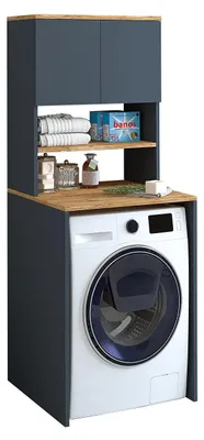 Produktbild von Roomart ATLANTIC-III Waschmaschinen-Überbauschrank 65 cm breit, Anthrazit-Eiche