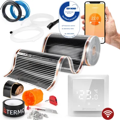 Produktbild von Termofol Elektrische Heizfolie mit Thermostat H6 WiFi, Weiß, 80 W/m², 18m²