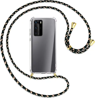 Produktbild von Handykette Backcover-Schutzhülle mit Band (Metall goldfarben) für Huawei P40 - camouflage
