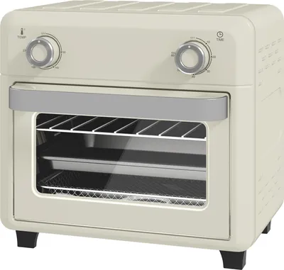 Produktbild von Minibackofen mit Umluft 10L 2 in 1 Mini Ofen mit Ofenrost, Backblech und Krümelblech, 80 °C-230 °C Heißluftfritteuse mit Touch-Screen, Timer, Innenbeleuchtung, 1000W, Edelstahl