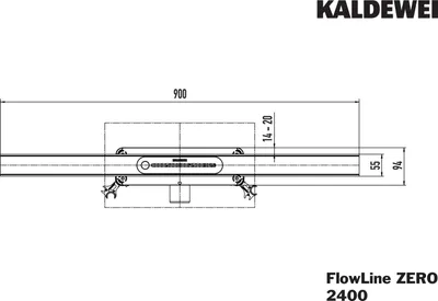 Imagen del producto de Kaldewei DA FlowLine Zero 2400, 900 mm, color  mate, 1 unidad.