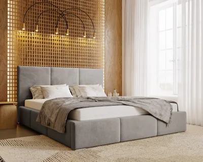 Obrázek produktu pro Postel 200x200 cm Lary s úložným prostorem – čalouněná postel, ložnicová postel – manželská postel s roštem – sametová látka šedá