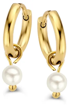Produktbild von CO88 Collection 8CE-70524 Ohrringe aus Stahl mit Anhänger – Perle – 4 mm – Ohrringe 12 mm – Goldfarben