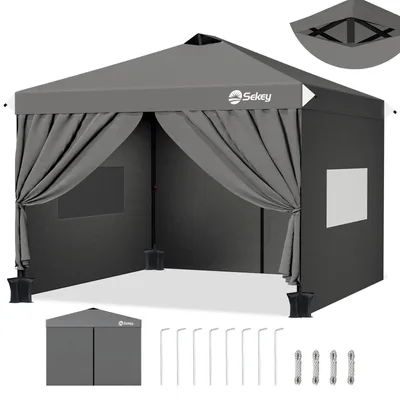 Produktbild von Sekey Faltpavillon 3x3 m Gartenpavillon mit 4 Seitenteilen und Privatsphären Fenster