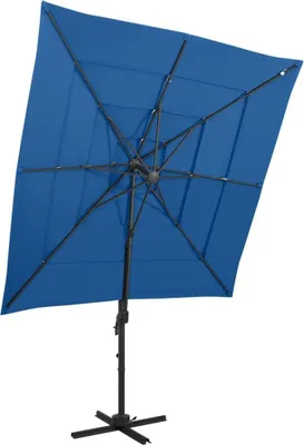 Image de The Living Store Parasol avec mât en aluminium 4 couches bleu azur 250x250 cm