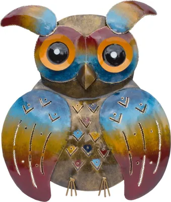Produktbild von Wanddeko Eule Vogel Uhu Ziervogel Metall Deko Bild Tier Figur Skulptur Hänger