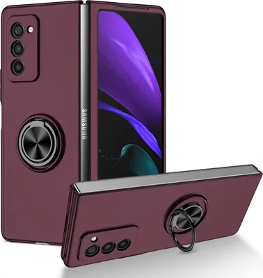 Produktbild von Samsung Z Fold2 Hülle, Dünn Hart PC Schutzhülle mit Ringhalter Ständer für Samsung Galaxy Z Fold 2 5G bordeaux