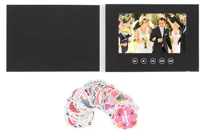 Zdjęcie produktu dla Elektroniczna kartka z życzeniami, rozdzielczość 720p HD, kolorowy ekran LCD, broszura wideo do samodzielnego montażu na firmowe wesele, rocznicę, 5 cali