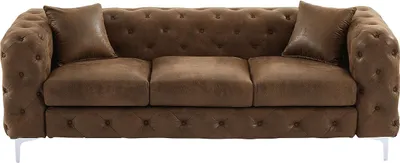 Produktbild von Chesterfield-Sofa 3-Sitzer, Chesterfield-Sessel & Chesterfield-Hocker - Mikrofaser - Vintage-Leder-Optik - EDWINA