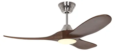 Zdjęcie produktu dla Energooszczędny wentylator sufitowy z oświetleniem LED i pilotem Eco Genuino-L szczotkowany chrom / orzech 122 cm