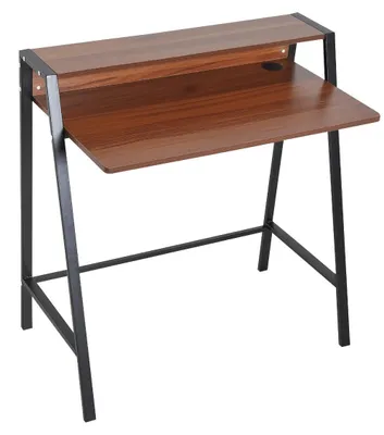 Obrázok produktu pre Stôl s podstavecom na monitor | Farba: orechová a čierna | Rozmery: 84 x 45 x 85 cm