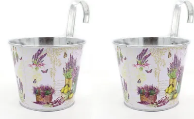 Produktbild von Metall Hängetopf - Ø 15cm x 13cm Lavendel 2 Stück