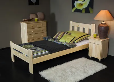 Produktbild von Bettrahmen für Kinder / Kinderbett 120 x 200 cm | Massivholz: Kiefer | Natur Lackiert