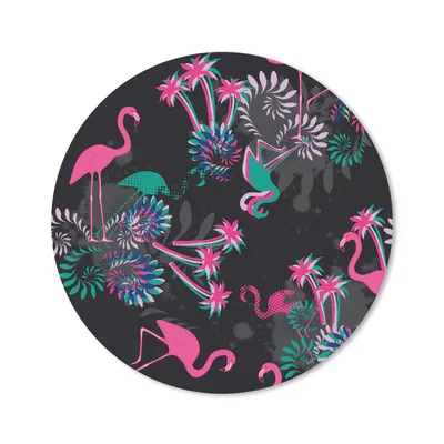 Produktbild von MuchoWow® Mauspad Mousepad Flamingo - Muster - Rosa - Dschungel 40x40 cm - Mousepads - Maus Mat - Pad - Mausunterlage - Schreibtisch Accessoires
