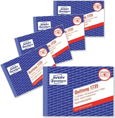 Produktbild von Avery 1735-5, Blau, Weiß, Gelb, A6, 148 x 105 mm, 40 Seiten, 5 Stück(e)