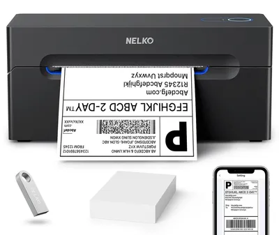 Zdjęcie produktu dla Drukarka etykiet wysyłkowych - Bluetooth - USB - 4 x 6 cala - Czarna