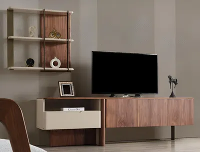 Image de Ensemble élégant pour salon Meuble TV bas Étagères design Meubles en bois