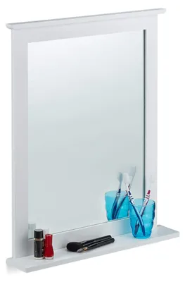 Hängespiegel mit Ablage, Bambus, 68x56x10 cm, weiß
