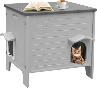 Produktbild von Outdoor Katzenhaus, Winterfest & wasserdicht, abnehmbar & leicht zu reinigen Grau