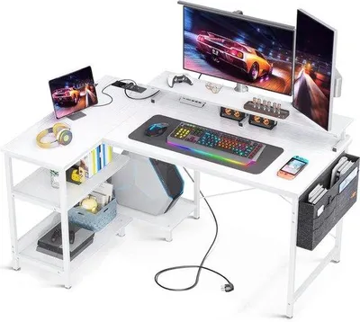 Immagine prodotto di Scrivania multifunzionale bianca con porta di ricarica USB