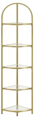 Image de Étagère d'angle design arquée en or et verre