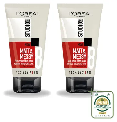 Produktbild von 2 x L'Oréal Paris Studio Line Matt & Messy Fibre Paste - 150 ml - Vorratspackung - 2 Stücke