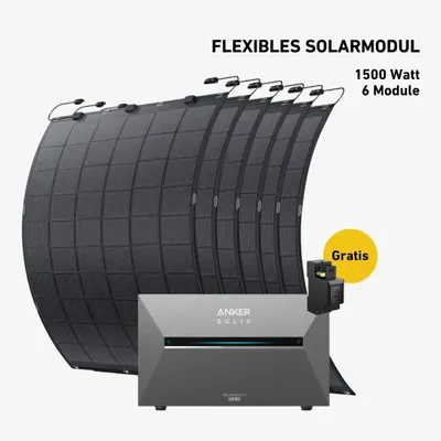 Produktbild von 1500 Watt, Komplettset mit flexiblen Modulen, Balkonkraftwerk, Anker 3 Pro