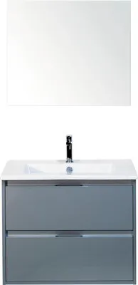 Produktbild von Sanox Badmöbel-Set Porto BxHxT 71 x 170 x 51 cm Frontfarbe eisgrün mit Waschtisch Keramik weiß, Spiegel und Waschtischun