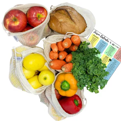 Image de Filets pour fruits et légumes + sacs à pain Lot de 5