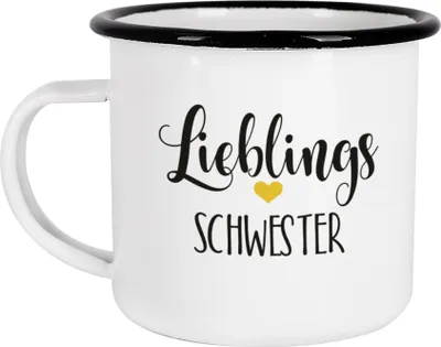 Produktbild von Emailletasse mit Motiv für Lieblingsmenschen (Lieblingsschwester)