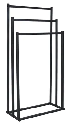 Handtuchständer stehend, 3 Stangen, Metall, schwarz, 86x44x21 cm