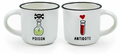 Produktbild von Legami Espresso For Two 2 Coffee Mugs Poison And Antidote, 2-tlg., Espressotasse, Tasse, 50 ml, MM0007