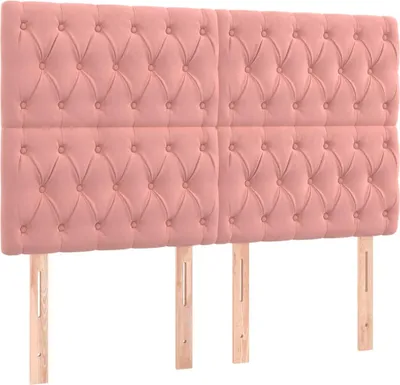 Produktbild von vidaXL Kopfteil Rosa 160 x 7 x 118/128 cm Samt