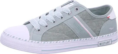 Produktbild von Mustang Damen Sneaker bestickt Baumwolle Schnürung 26M0152003, Größe:39 EU, Farbe:Grün