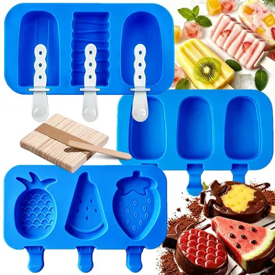 3er Set Eisformen Cake Pop Eislutscher - BPA-frei, Silikon