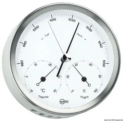 Image de Baromètre, thermomètre et hygromètre Barigo Steel, 1 pièce