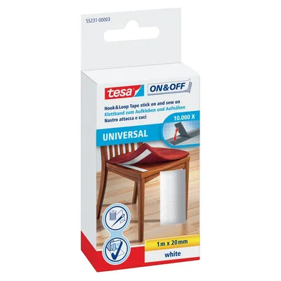 Productafbeelding van tesa 55231-00003-01 tesa Klettband ON & OFF® UNIVERSAL weiß, 1 Rolle