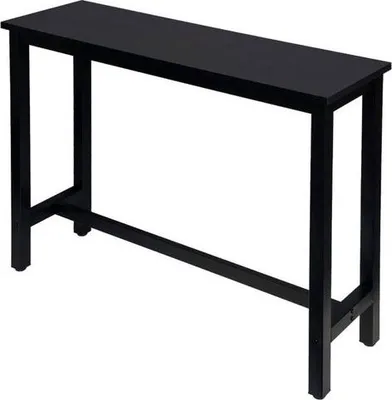 Image de Table haute - avec repose-pieds - stable & pratique - noir sobre - convient à différents intérieurs - 140x40x100 cm